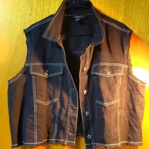 Plus Size Black Distressed Denim Vest Forever 21 3XL